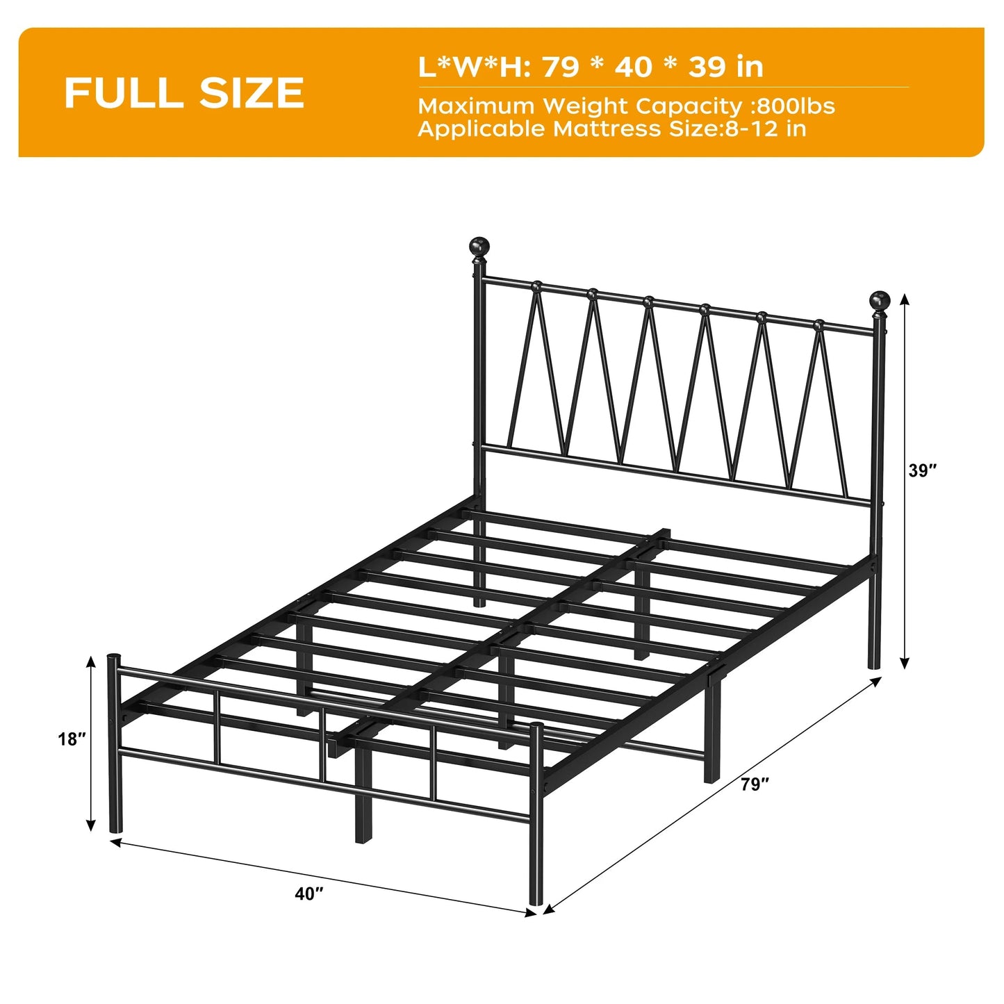 Single Size Bed Frame Heavy-Duty Platform with Metal Slats Support No Box Spring Needed/Easy Assembly Matte Black Good Vibrations