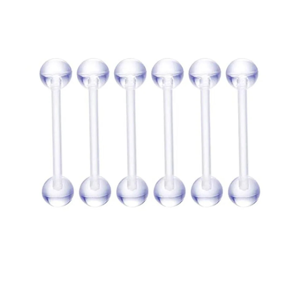 6PCS Stainless Steel Glorious Tongue Ring Bulk 14G Nipple Piercing Bar Lot Glitter Tongue Piercing Set Barbell Piercing Jewelry Good Vibrations Adult Super Store