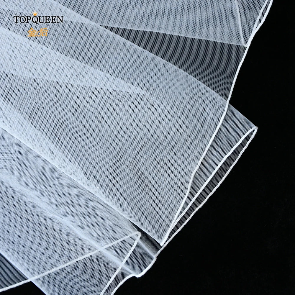 TOPQUEEN V14 Wedding Veil Short Pencil Edge Simple Wedding Veil Bridal Veils Wedding Short Veu Bride Short Wedding Veil One Laye Good Vibrations