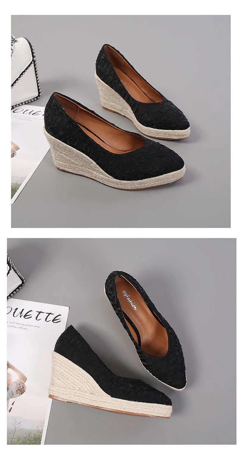 Fashion High Heels Women Wedges Shoes Elegant Ladies Party Shoes Brand Women Pumps Retro Woman Wedge Heel 8cm A3800 Good Vibrations