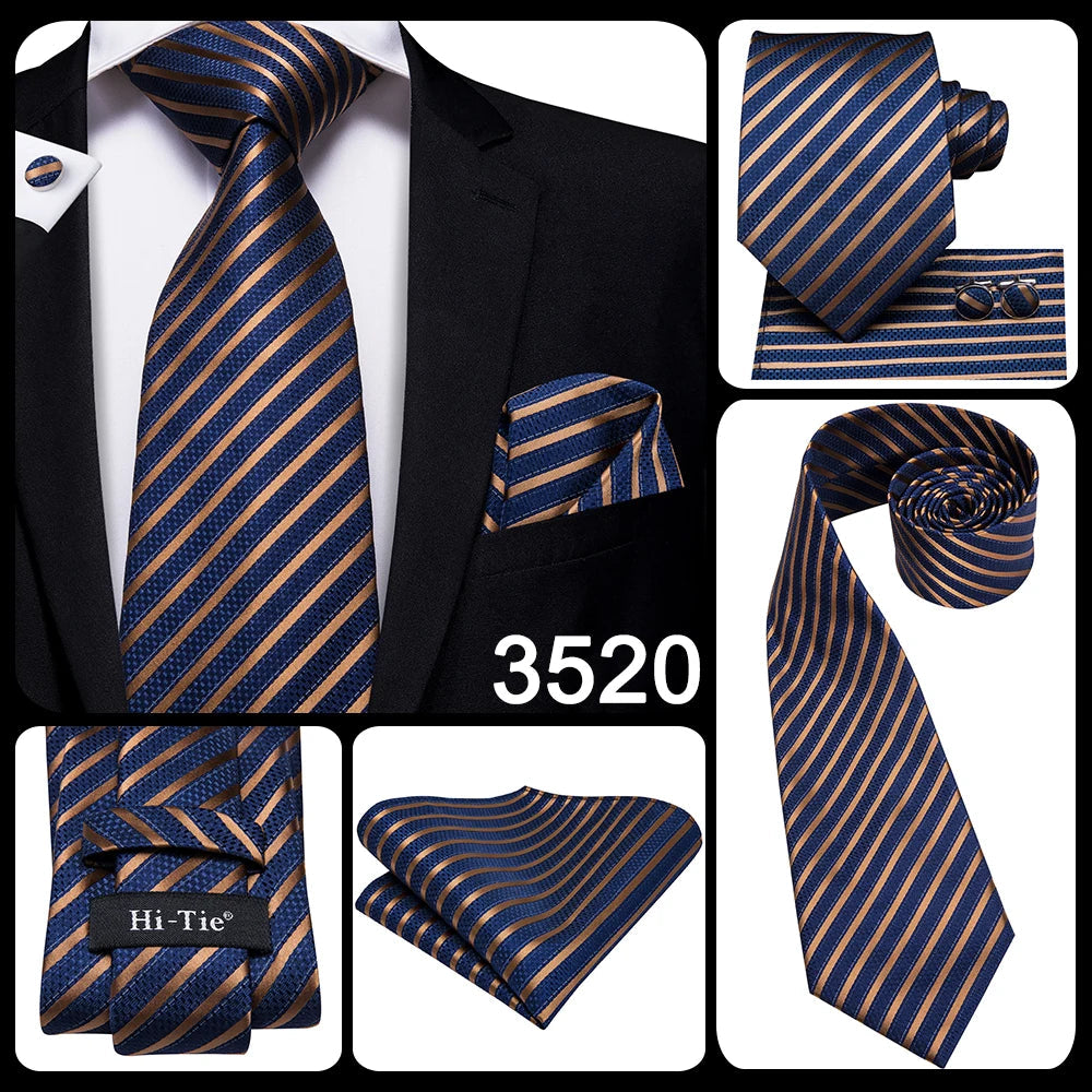 Hi-Tie Blue Business Solid 100% Silk Men's Tie NeckTie 8.5cm Ties for Men Formal Luxury Wedding High Quality Gravata Good Vibrations