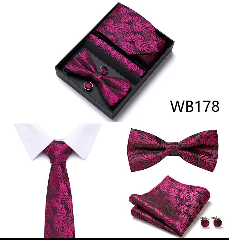 Tie For Men Formal Dress Tuxedo NeckTie Handkerchief Bow Tie Set PlaisyParty Groom Wedding Butterfly Bowtie In Box Good Vibrations
