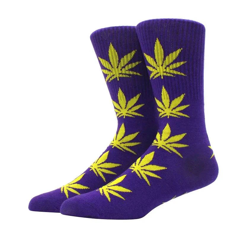 1 pair Men's Fashion Business Weed Hemp Cotton Socks Street Fashion Skateboard Couple Girls Harajuku Trend Socks Give Men a Gift Good Vibrations Adult Super Store