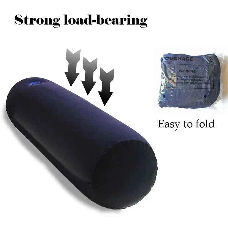 Inflatable wedge cushion for adult games, strong load-bearing, easy to fold, black pillow.