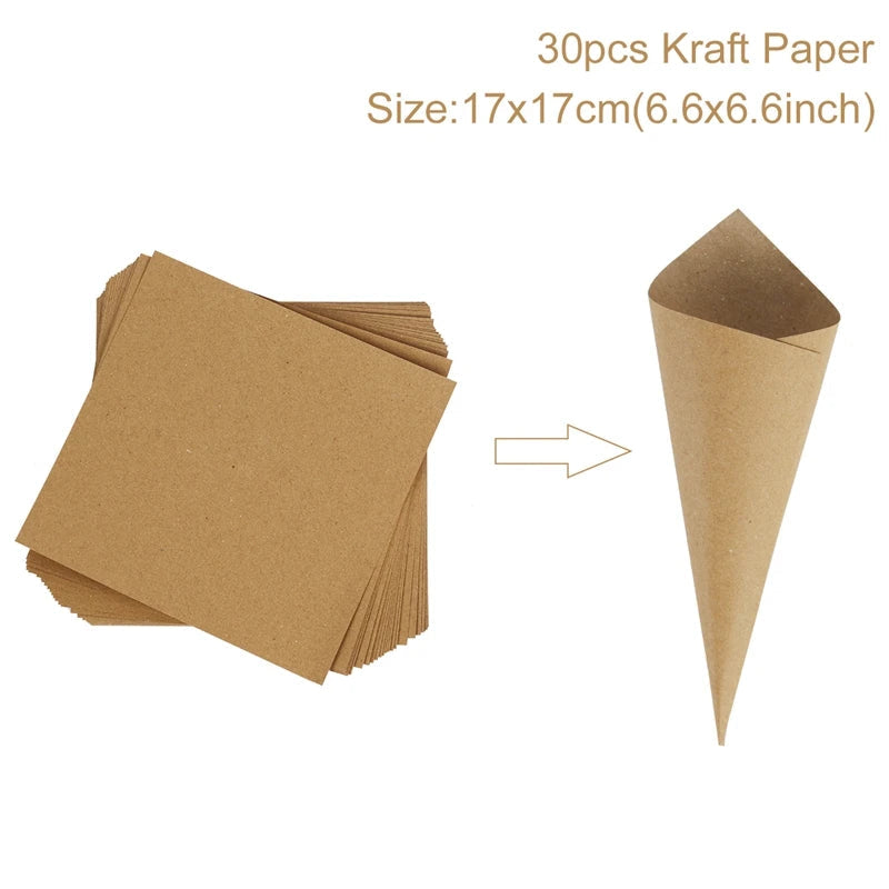 Kraft Paper Wedding Tray Confetti Cone Stand Box Tray Rustic Wedding Decoration Wedding Confetti Cones Wedding Cones Set supply Good Vibrations