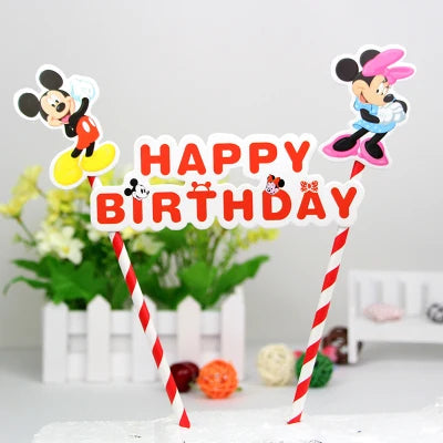 Hot Happy Birthday Number 0-9 Candles Cartoon Mickey Minnie Mouse Candle Cake Cupcake Topper Party Decoration Supplies DIY Gifts Good Vibrations