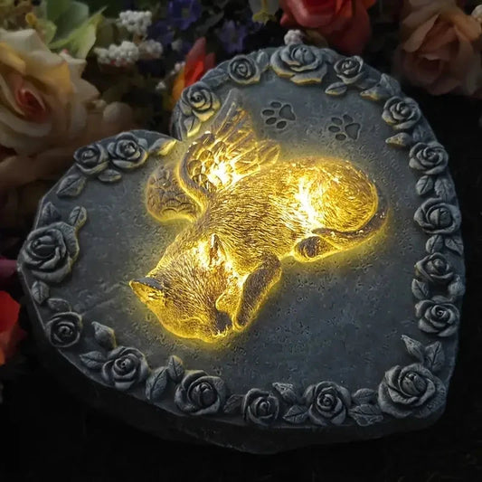Angel Cat Memorial Statue Commemorates Our Lost Fur Baby, Cat Figurines Is Placed in the Outdoor Garden or Tombstone Good Vibrations
