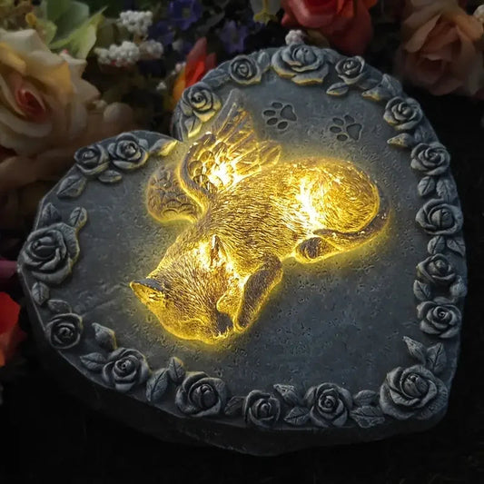 Angel Cat Memorial Statue Commemorates Our Lost Fur Baby, Cat Figurines Is Placed in the Outdoor Garden or Tombstone Good Vibrations
