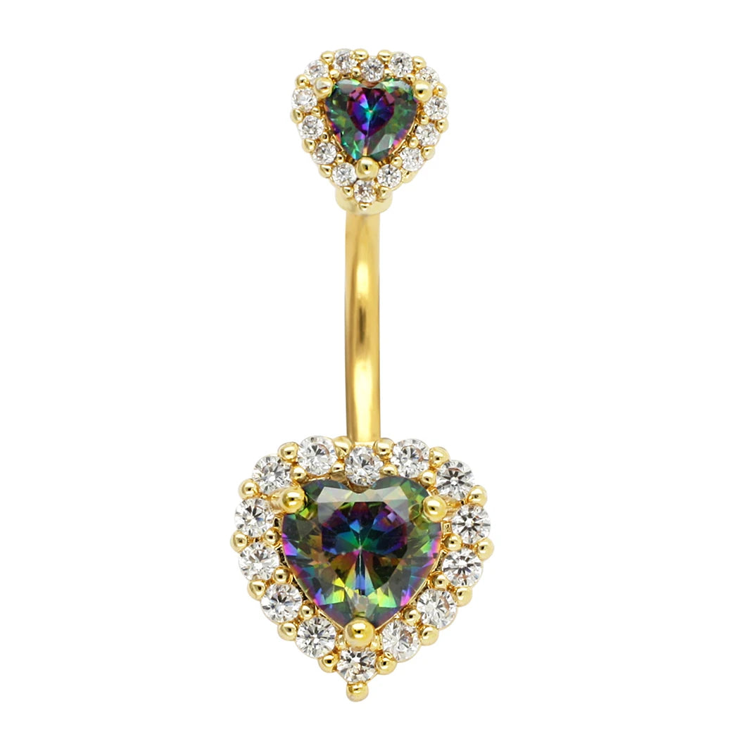 JHJT 14G Heart Belly Button Piercing Navel Ring 316L Surgical Stainless Steel CZ Belly Piercing Ombligo Jewelry for Women Good Vibrations Adult Super Store