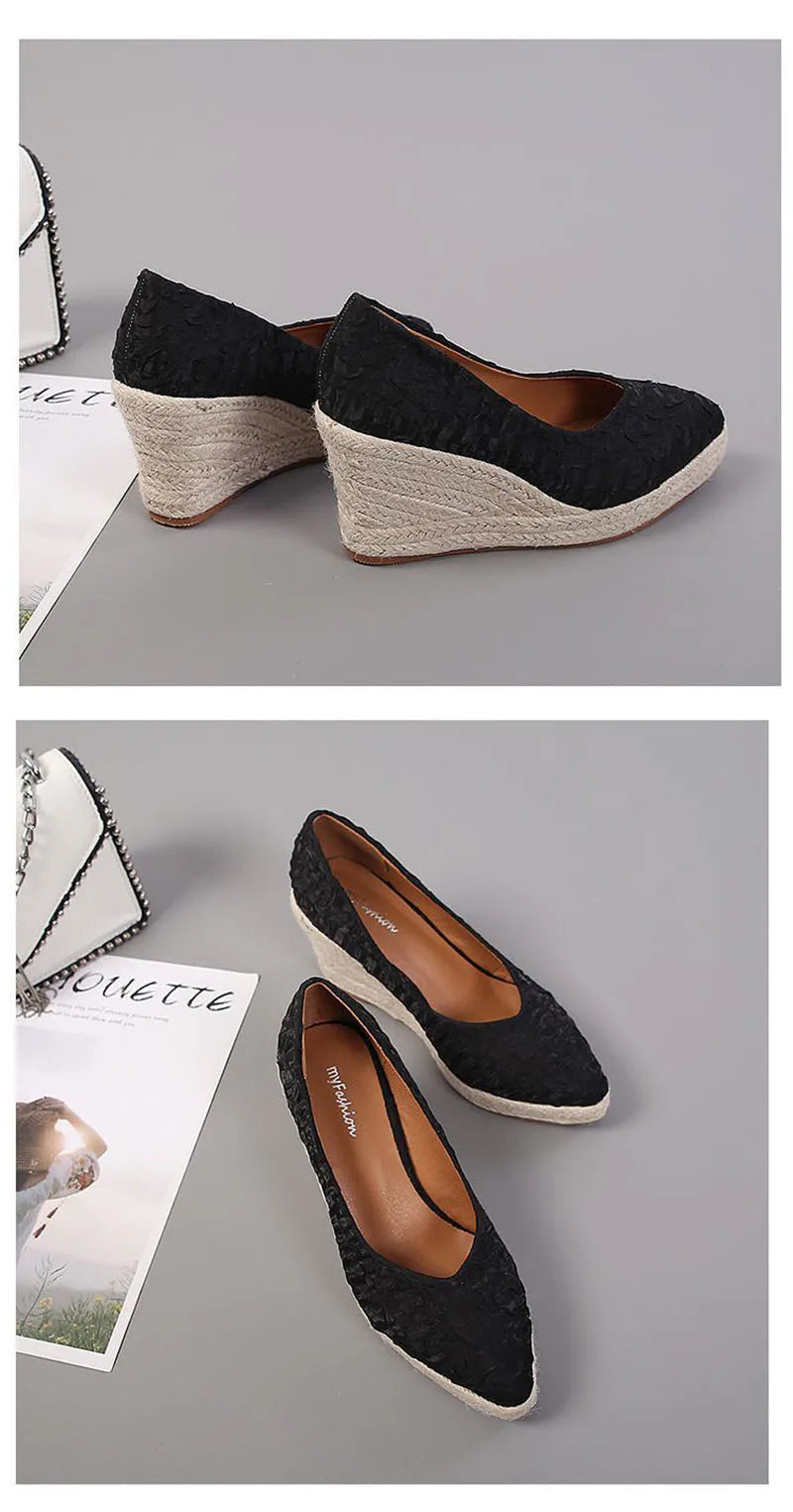 Fashion High Heels Women Wedges Shoes Elegant Ladies Party Shoes Brand Women Pumps Retro Woman Wedge Heel 8cm A3800 Good Vibrations