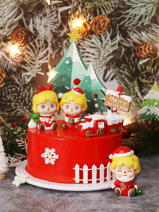 Christmas Cake Toppers Resin Santa Claus Cake Decor Xmas Tree Cupcake Dec Merry Christmas Decor For Home Happy new Year Gifts Good Vibrations