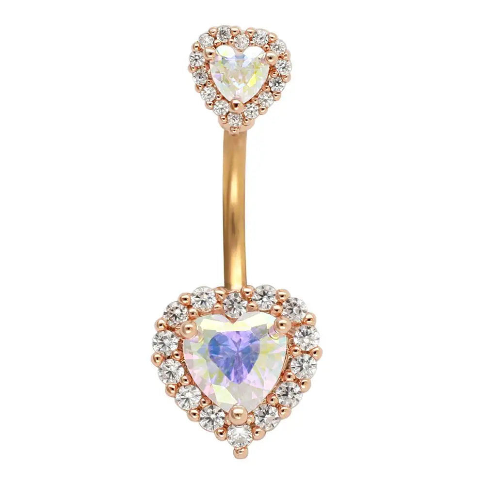 JHJT 14G Heart Belly Button Piercing Navel Ring 316L Surgical Stainless Steel CZ Belly Piercing Ombligo Jewelry for Women Good Vibrations Adult Super Store