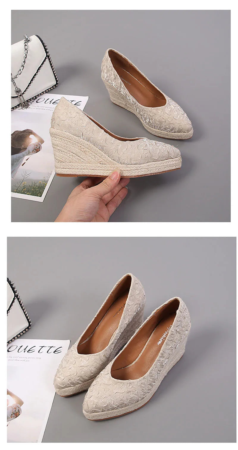 Fashion High Heels Women Wedges Shoes Elegant Ladies Party Shoes Brand Women Pumps Retro Woman Wedge Heel 8cm A3800 Good Vibrations