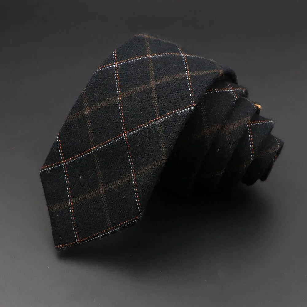 Mens Ties 6cm Classic Cotton Handmade Skinny Grey Plaid Neckties Striped Narrow Collar Slim Cashmere Casual Tie Accessories Gift Good Vibrations