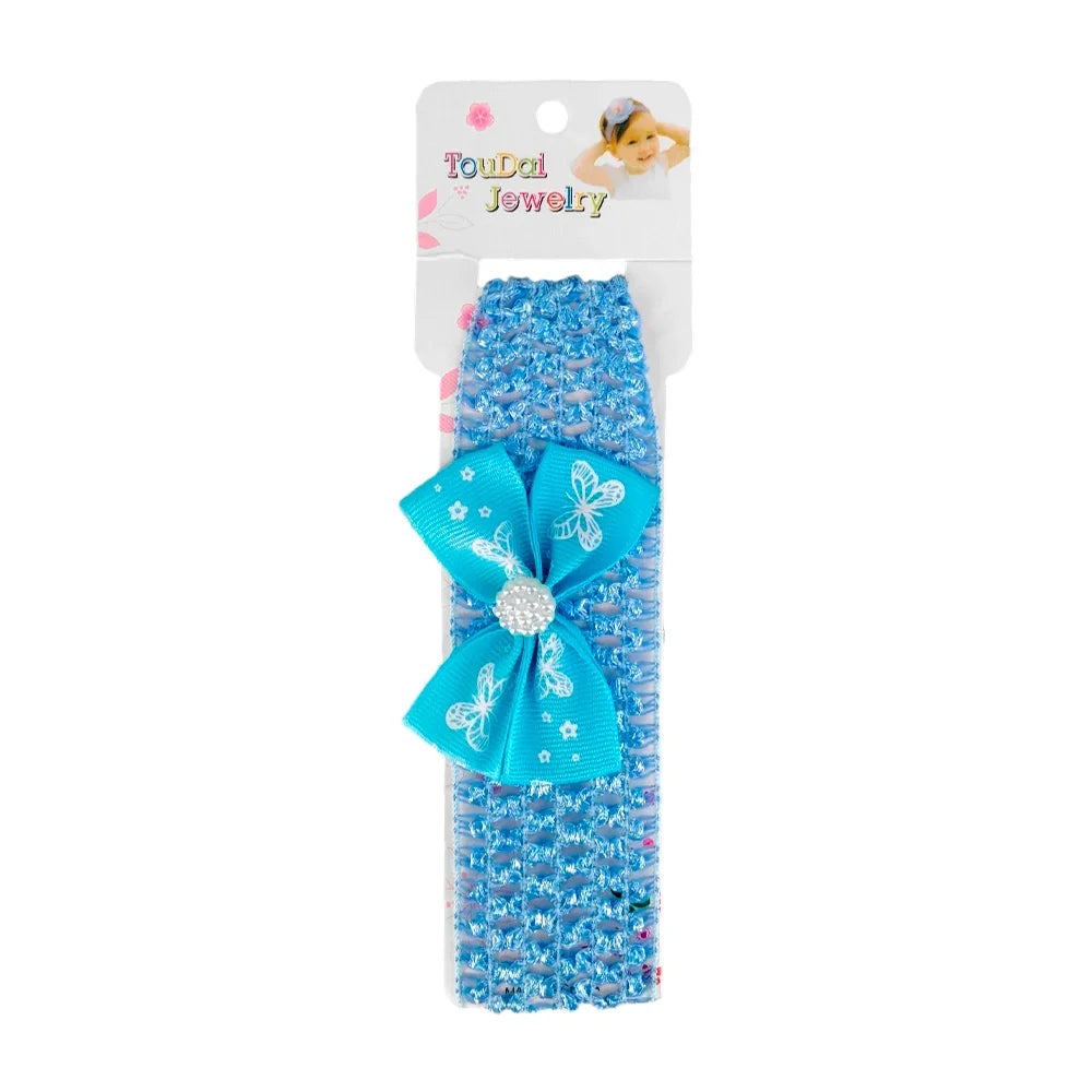 GDL 1pc Woven Fabric Headband for Baby with Bow or Flower and Pearls Variety of Colors Toudai Jewelry Accessory Good Vibrations