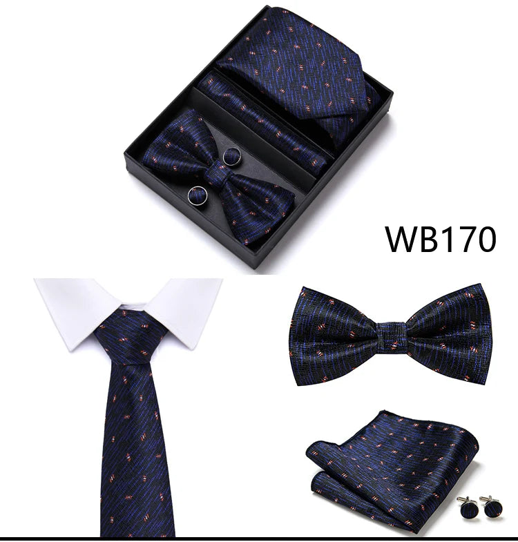 Tie For Men Formal Dress Tuxedo NeckTie Handkerchief Bow Tie Set PlaisyParty Groom Wedding Butterfly Bowtie In Box Good Vibrations
