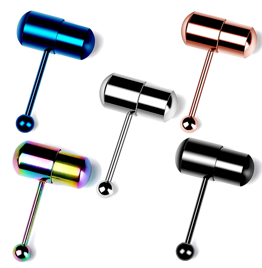 With Battey Vibrating Tongue Ring 16G Surgical Steel Tongue Piercing Ring Vibrated Tongue Piercing Bar Body Jewelry Lengua Sexy Good Vibrations Adult Super Store
