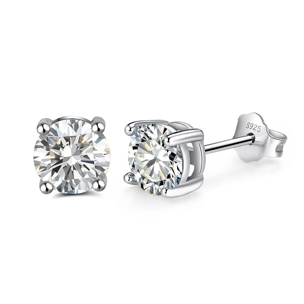High Quality 925 Sterling Silver Simple and Stylish Four-claw Set with Zirconia Earring Wedding Jewelry for Women Men Wholesale Good Vibrations