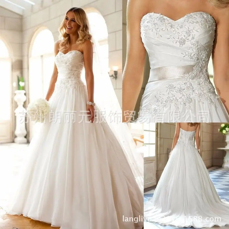 Strapless bride wedding dress European and American pregnant princess wedding dress wedding large size wedding dress Good Vibrations