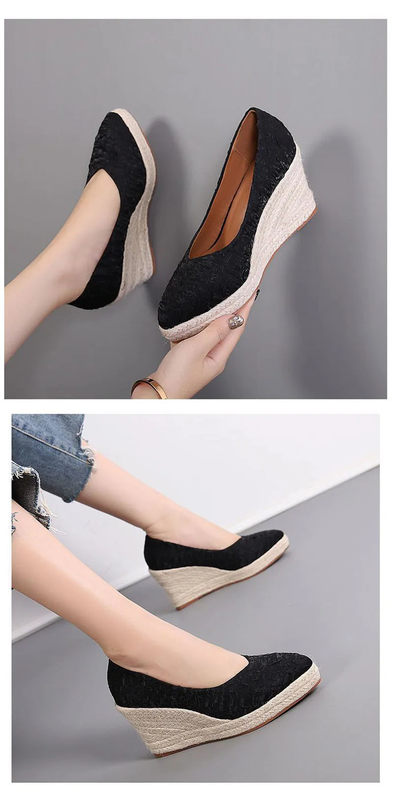 Fashion High Heels Women Wedges Shoes Elegant Ladies Party Shoes Brand Women Pumps Retro Woman Wedge Heel 8cm A3800 Good Vibrations