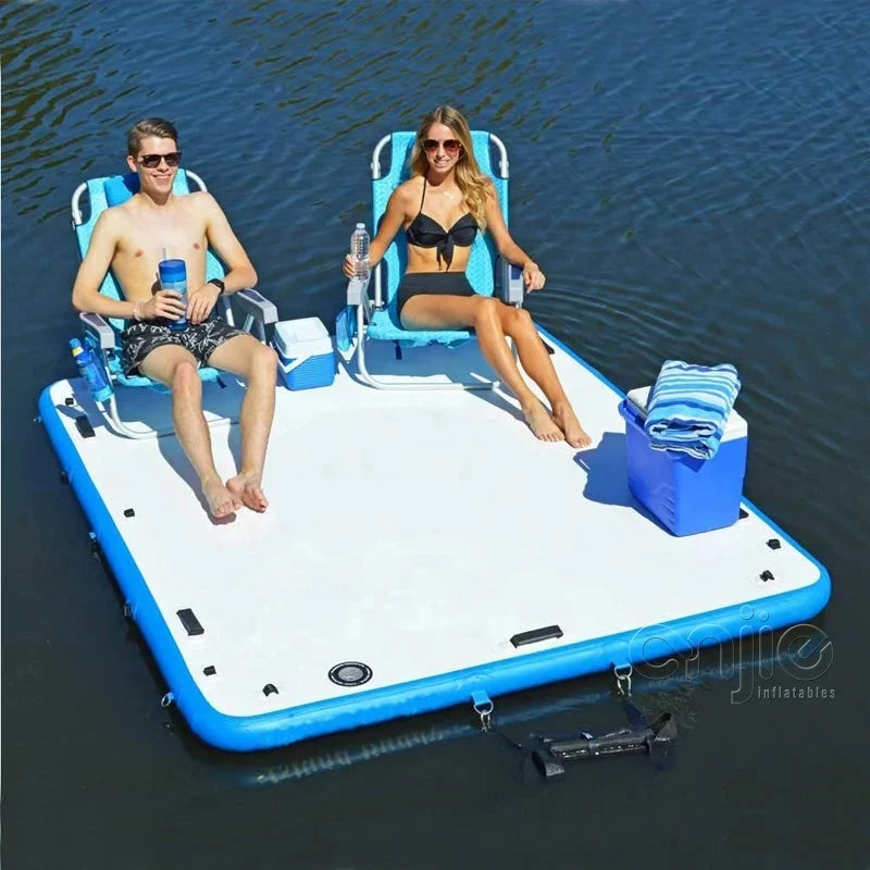 Jet Ski Pier Float Deck Inflatable Pier Platform Line Stitching Inflatable Yacht Pier Floating Good Vibrations