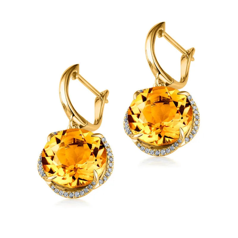 JoiasHome Charms Jewelry Sets for Women Fashion Yellow Crystal Ring Earrings Necklace Female Party Silver 925 Jewelry Wholesale Good Vibrations