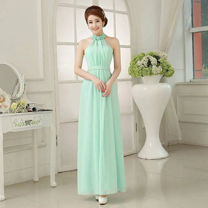 Chiffon Mint Green Bridesmaid Dresses Elegant Women Long Robe Prom Gown Bride Guest Wedding Party Dress Evening Vestidos