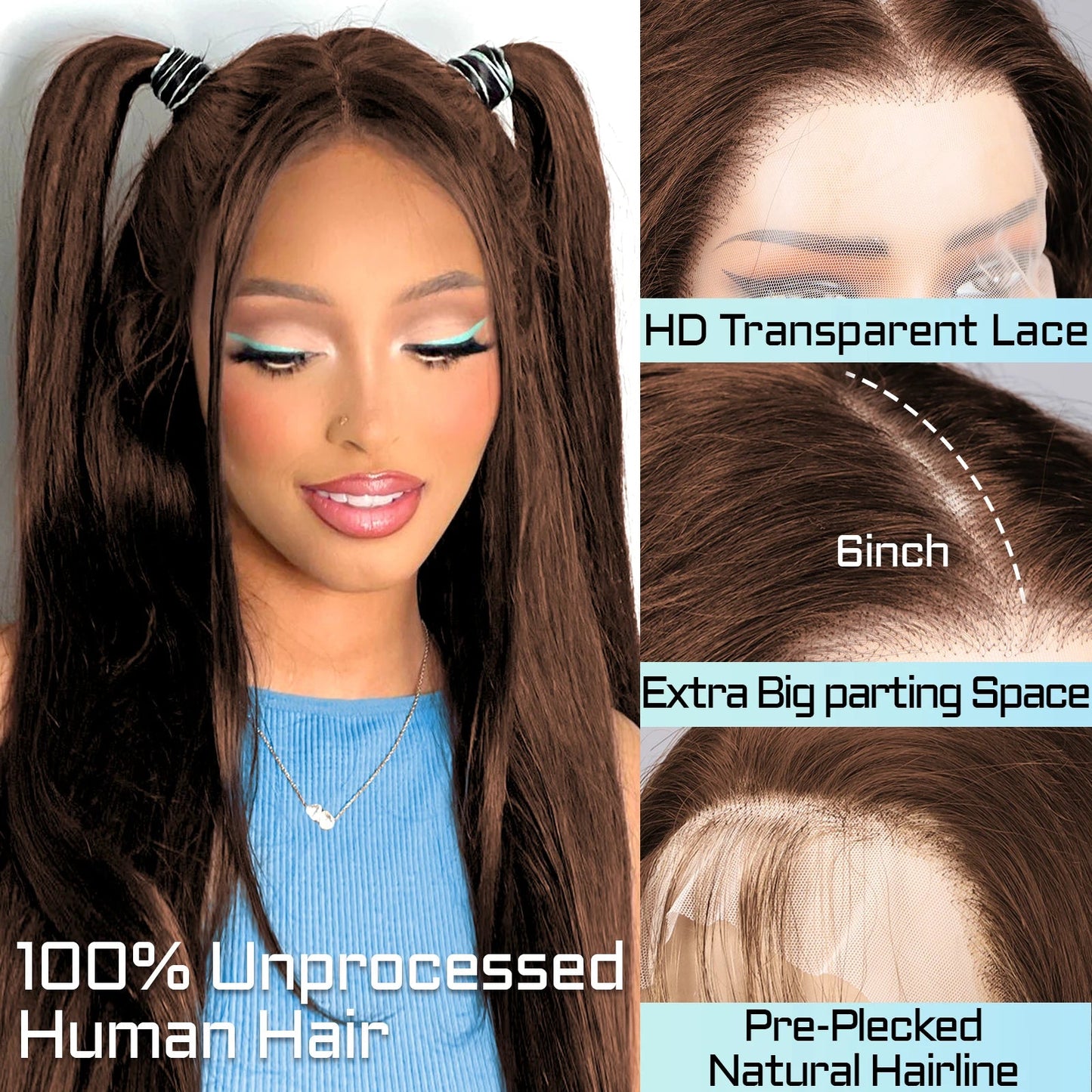 Wholesale Sale 30 Inches Brown Hair Wigs 13*6 Lace Frontal Straight Hair Wig 180% Density Human Hair Pre Plucked with Baby Hair Good Vibrations