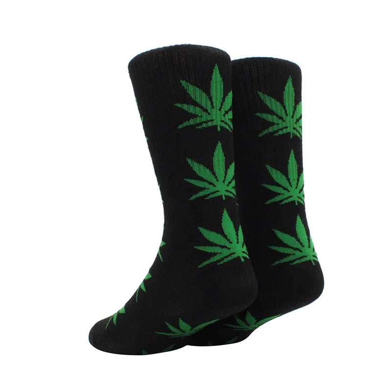 1 pair Men's Fashion Business Weed Hemp Cotton Socks Street Fashion Skateboard Couple Girls Harajuku Trend Socks Give Men a Gift Good Vibrations Adult Super Store