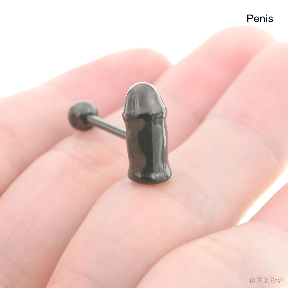 Sexy Genital Spider Moon KISS Rose Tongue Piercing Heart Balls Surgical Stainless Steel Tongue Rings Daisy Tounge Rings Jewelry Good Vibrations Adult Super Store