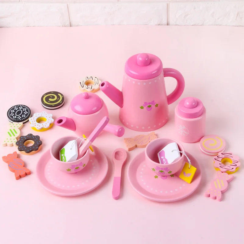 Wooden Tea Set Children's Tea Set Toddler Role Play Toy Children's House Tea Set Playhouse Good Vibrations
