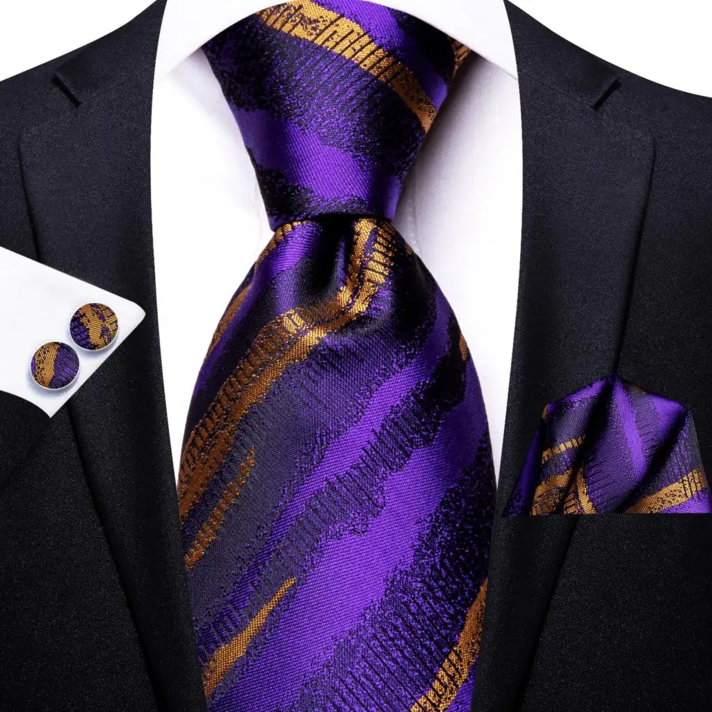 Black Red Striped Silk Wedding Tie For Men Handky Cufflink Gift Men Necktie Fashion Business Party Dropshiping Hi-Tie Designer Good Vibrations