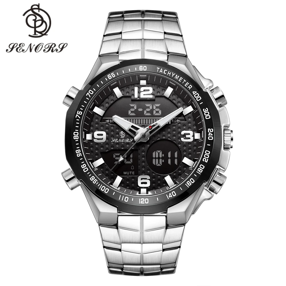 High Quality Luxury Stainless Steel Band Analog Quartz Watch Business Work Quartz Men Wristwatch Good Vibrations