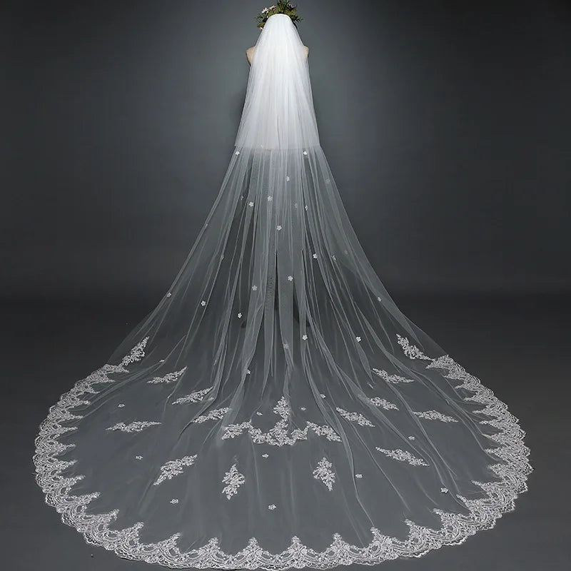 Wholesale Hot Sell Latest Long Tulle Wedding Bridal Veil Lace Wedding Veil Good Vibrations