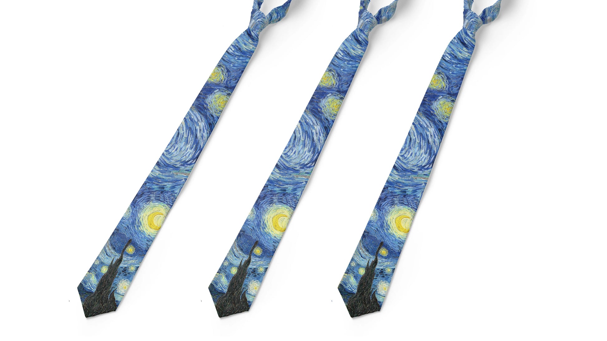 3D Printed 8cm Wide Men's Tie Van Gogh Oil Painting Starry Moon Night Fun Tie Casual Party Wedding Suit  Dress Neck Tie For Men Good Vibrations