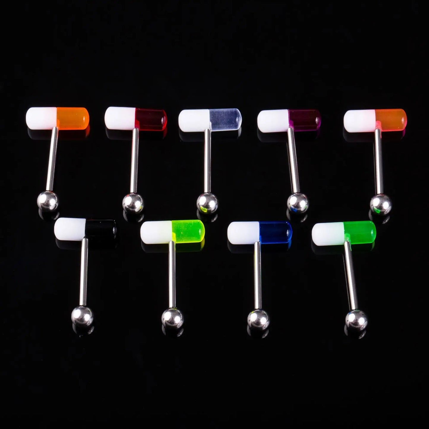 6PCS Stainless Steel Glorious Tongue Ring Bulk 14G Nipple Piercing Bar Lot Glitter Tongue Piercing Set Barbell Piercing Jewelry Good Vibrations Adult Super Store