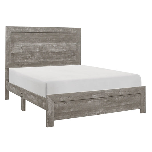 DB Rustic Gray Finish Wooden Full Size Panel Bed Bedroom Furniture in a Box Includes Mattress Good Vibrations