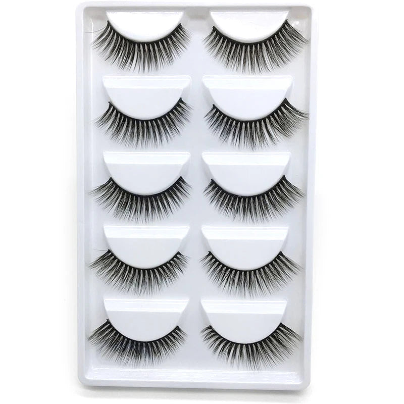 5 Pairs Multipack 3D Soft Mink Hair False Eyelashes Handmade Wispy Fluffy Long Lashes Natural Eye Makeup Tools Faux H13 E08 E01 Good Vibrations