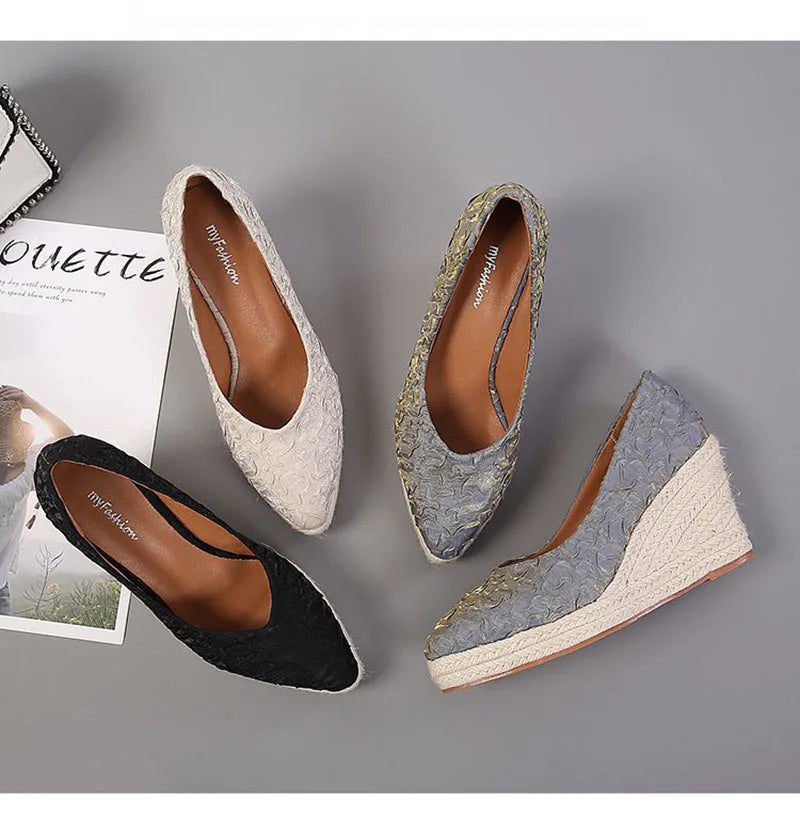 Fashion High Heels Women Wedges Shoes Elegant Ladies Party Shoes Brand Women Pumps Retro Woman Wedge Heel 8cm A3800 Good Vibrations