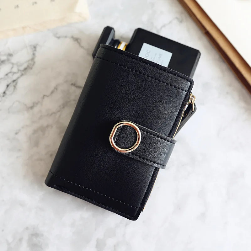 New Fashion Short Women's Wallet Zipper Card Holder Cute Female Coin Purse High Quality PU Wallets For Girls Good Vibrations