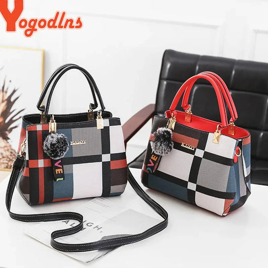 Yogodlns New Luxury Handbag Women Stitching Wild Messenger Bags Designer Brand Plaid Shoulder Bag Female Ladies Totes Good Vibrations
