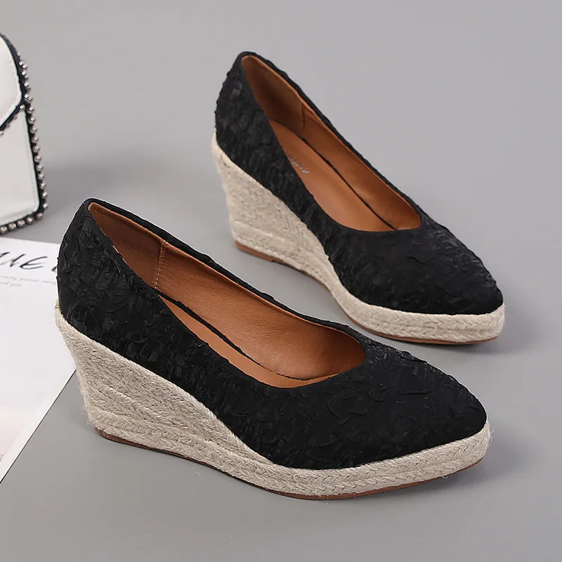 Fashion High Heels Women Wedges Shoes Elegant Ladies Party Shoes Brand Women Pumps Retro Woman Wedge Heel 8cm A3800 Good Vibrations