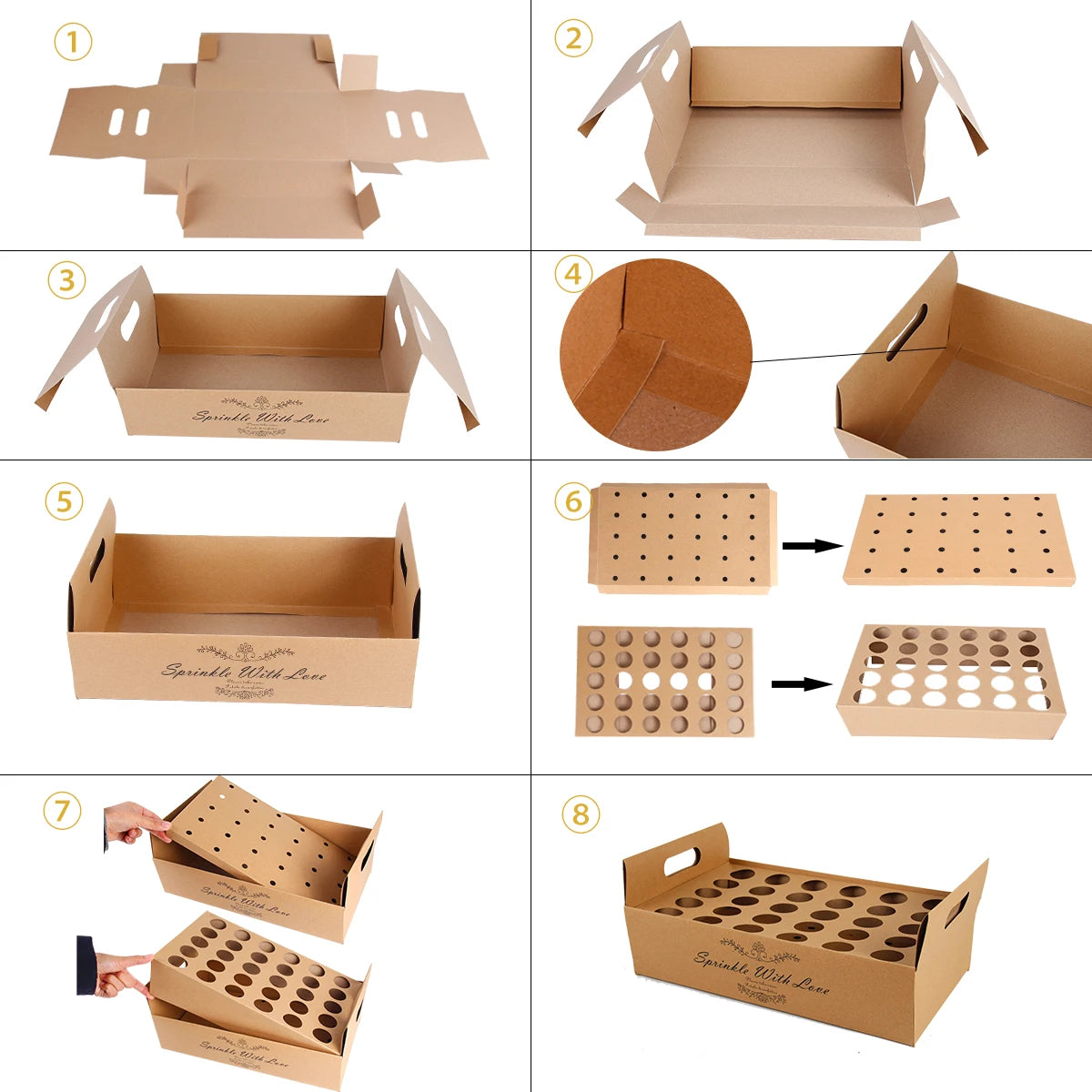 Kraft Paper Wedding Tray Confetti Cone Stand Box Tray Rustic Wedding Decoration Wedding Confetti Cones Wedding Cones Set supply Good Vibrations