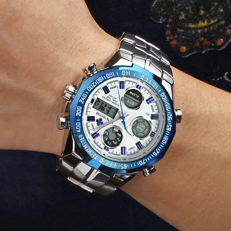 High Quality Digital Quartz Men's Wrist Watches Fashion Electronic Luminous Stainless Steel Waterproof Business Watches for Men Good Vibrations