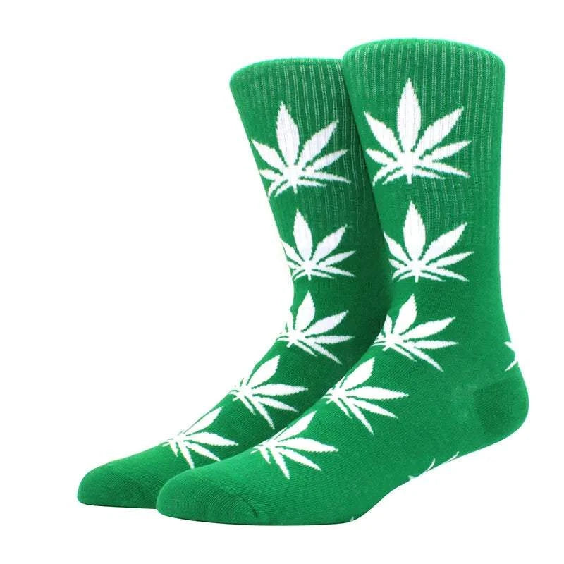 1 pair Men's Fashion Business Weed Hemp Cotton Socks Street Fashion Skateboard Couple Girls Harajuku Trend Socks Give Men a Gift Good Vibrations Adult Super Store