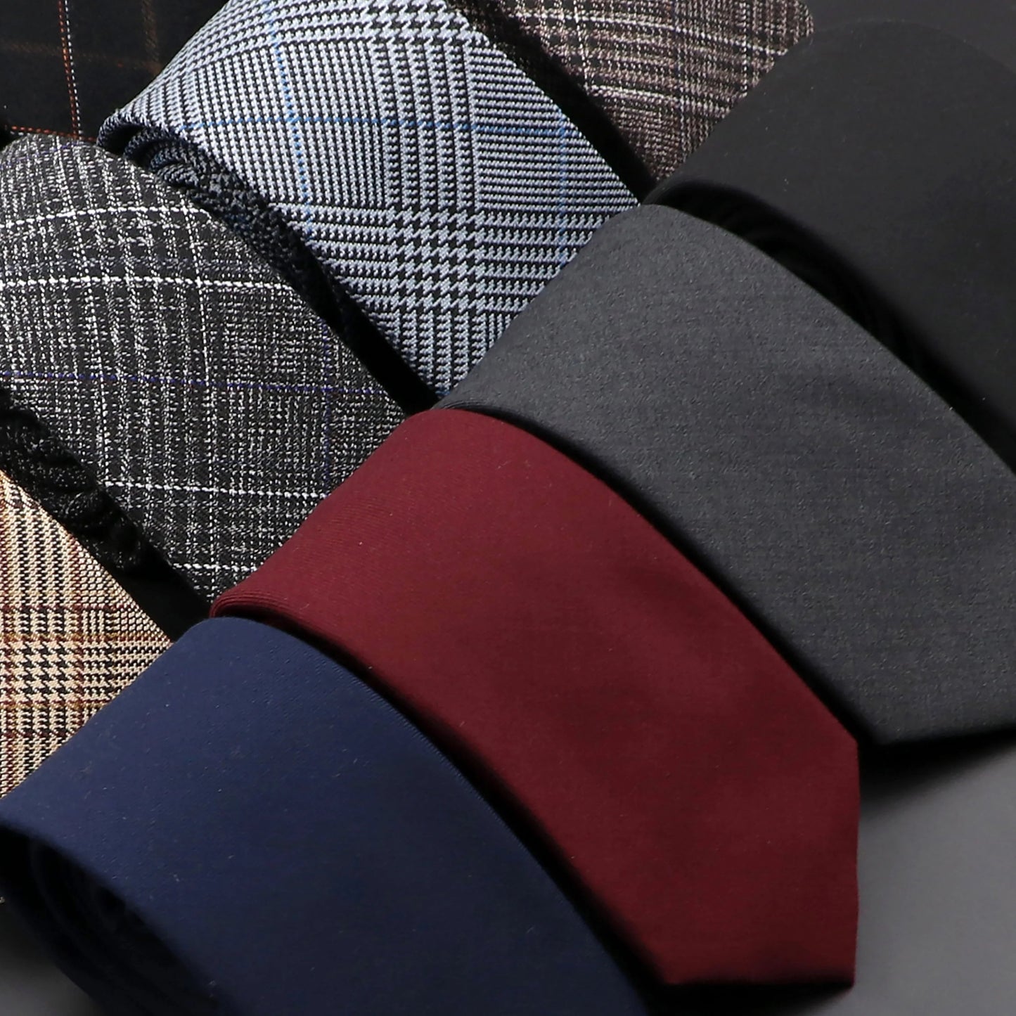 Mens Ties 6cm Classic Cotton Handmade Skinny Grey Plaid Neckties Striped Narrow Collar Slim Cashmere Casual Tie Accessories Gift Good Vibrations
