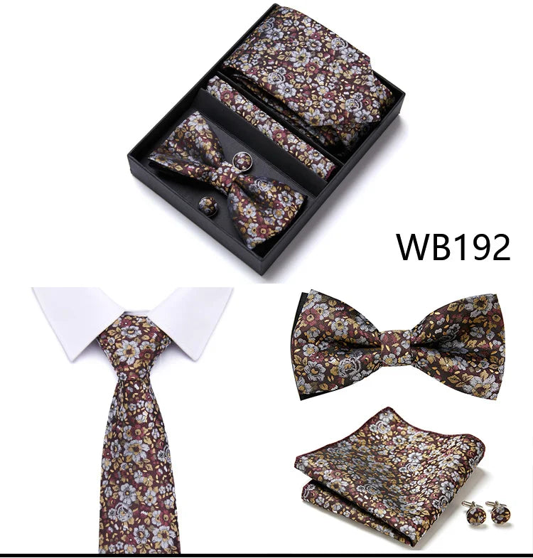 Tie For Men Formal Dress Tuxedo NeckTie Handkerchief Bow Tie Set PlaisyParty Groom Wedding Butterfly Bowtie In Box Good Vibrations