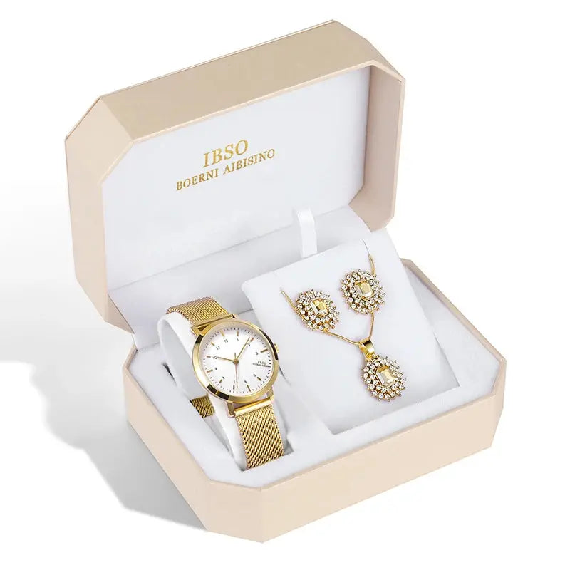 IBSO 2022 New Octagonal Box Women Quartz Movement Luxury Gift Set Custom Logo Watches Good Vibrations