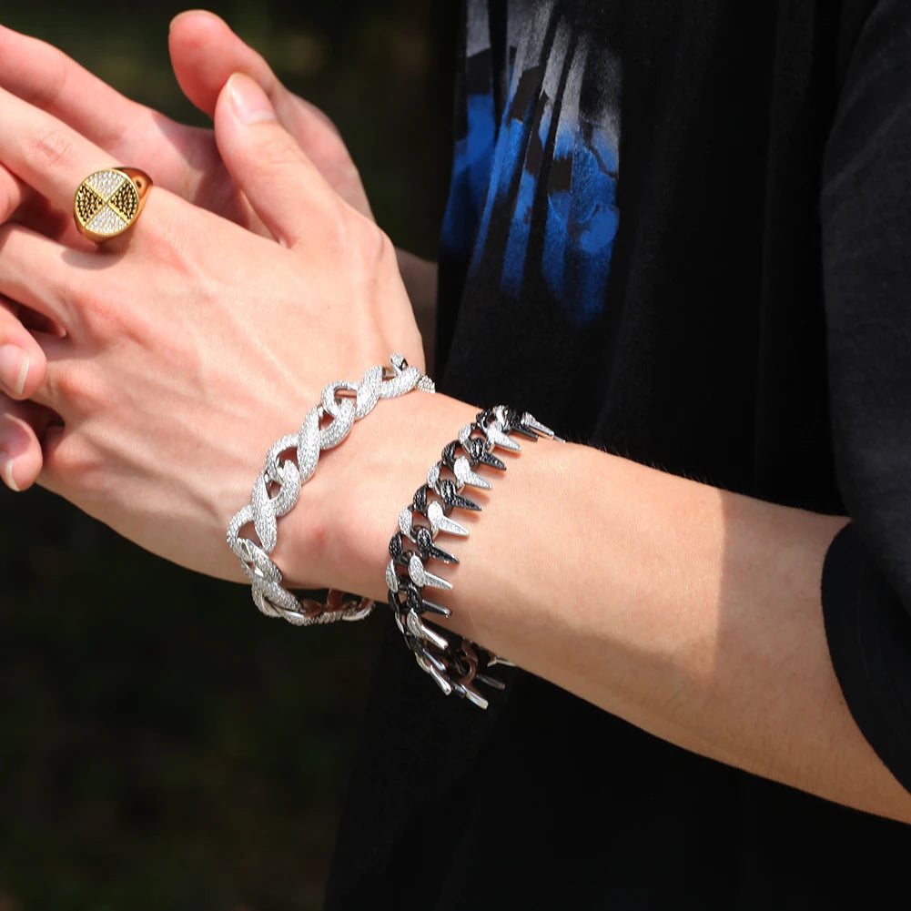 New Twist Cuban Link Chain Bracelet Full Iced Out Miami Cuban Infinity Bracelet AAA Zirconia Hip Hop Men Jewelry Good Vibrations