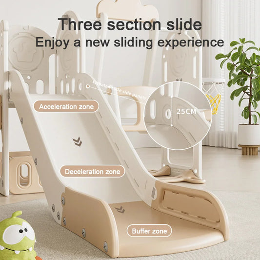 Feelbaby White Plastic Indoor Playground Set Swings Slide for Kids Home Garden Use-PE Material for Educational Shopping Mall Use Good Vibrations